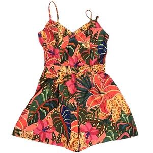 Women's Tropical Floral Romper xs